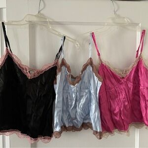 Old Navy Women's Lace Trim Chemise Set - Black, Light Blue, Pink